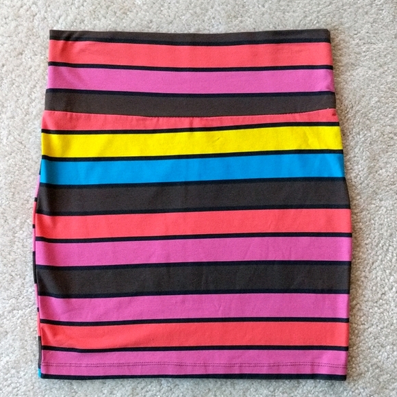 Rainbow Striped High Waisted Mini Skirt - Picture 1 of 3